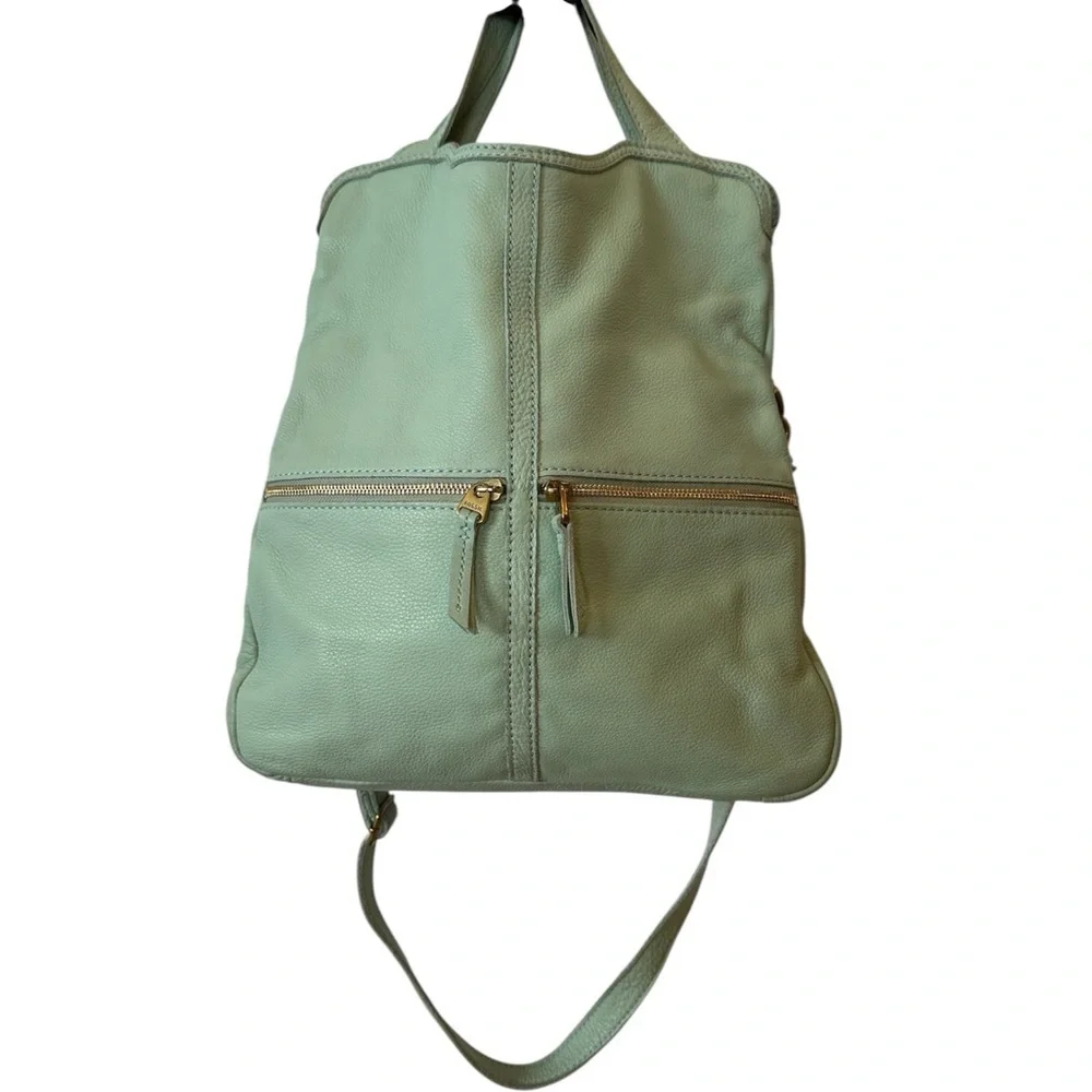 Mint Green Leather Purse Fossil gold trim crossbody bag women’s handbag